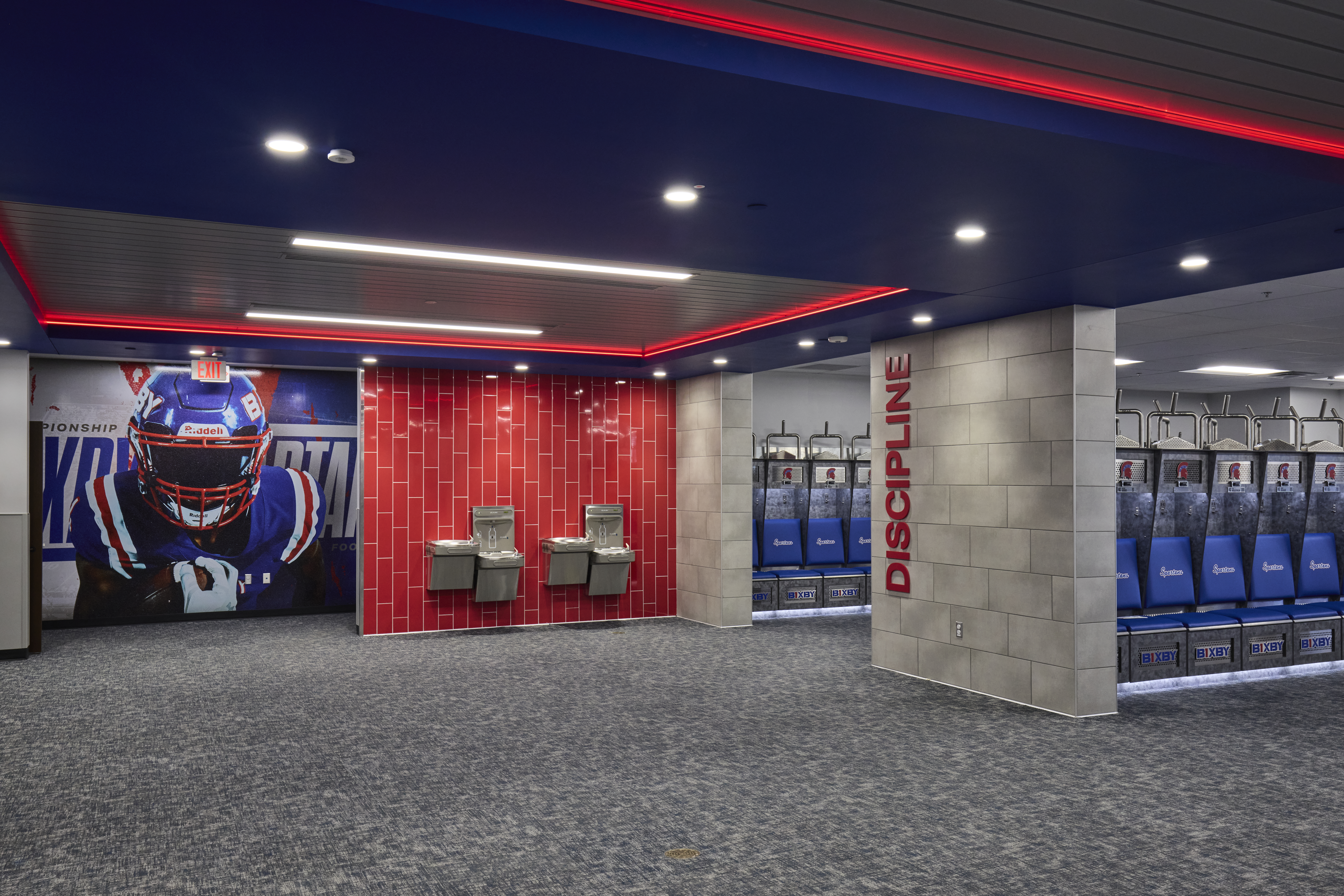 Bixby Athletic Building locker room area
