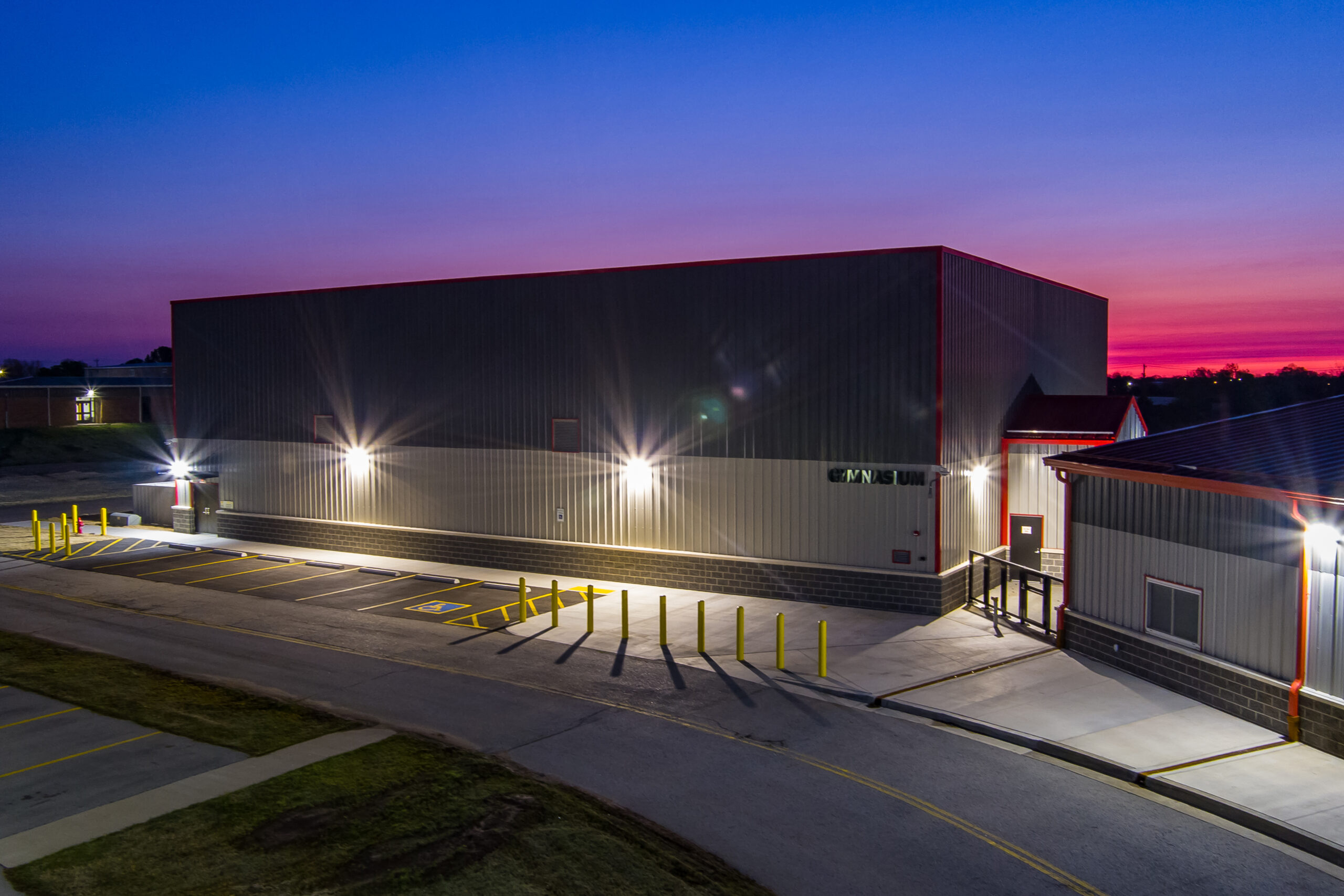 Skiatook Public Schools Elementary Gym & Shelter Exterior Night